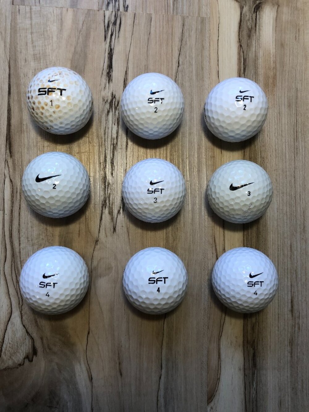 9 Nike SFT SFT2 Golf Balls Black Alignment Line Mixed Used Lot